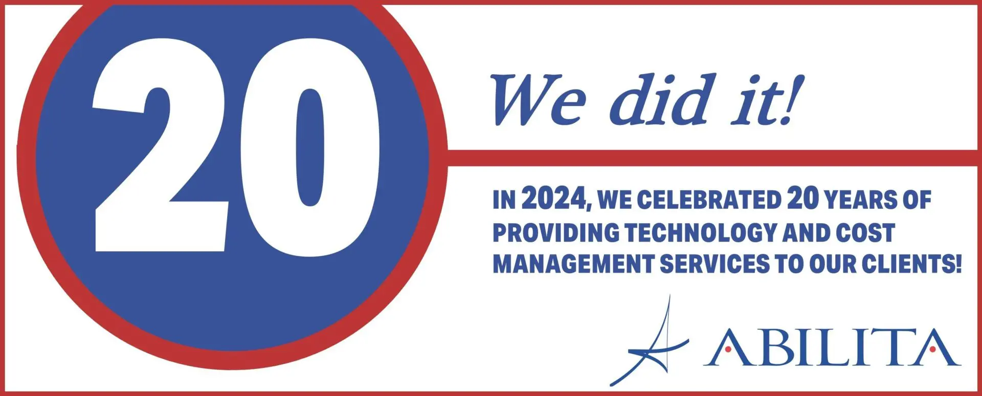 A red and white banner with the words " we did it ".