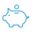 Here's an alt tag for the image: `Blue piggy bank icon`