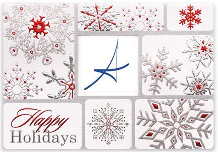 A collage of different colored snowflakes with the words " happy holidays ".