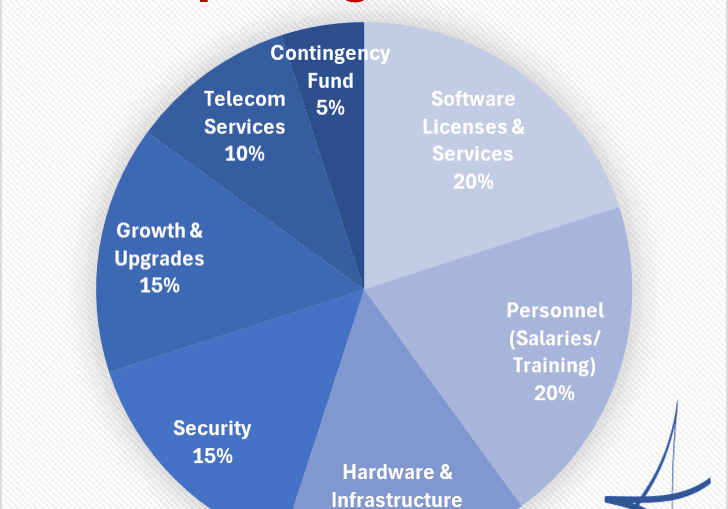 A pie chart showing the breakdown of different types of budgets.