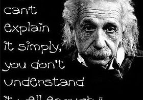 A picture of albert einstein with a quote.